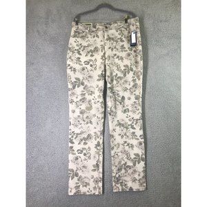 Charter Club Women Grey Stretch Straight Leg Floral Jeans 14 Tummy Slimming NWT